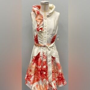 Samuel Dong Cream and Orange Floral Dress